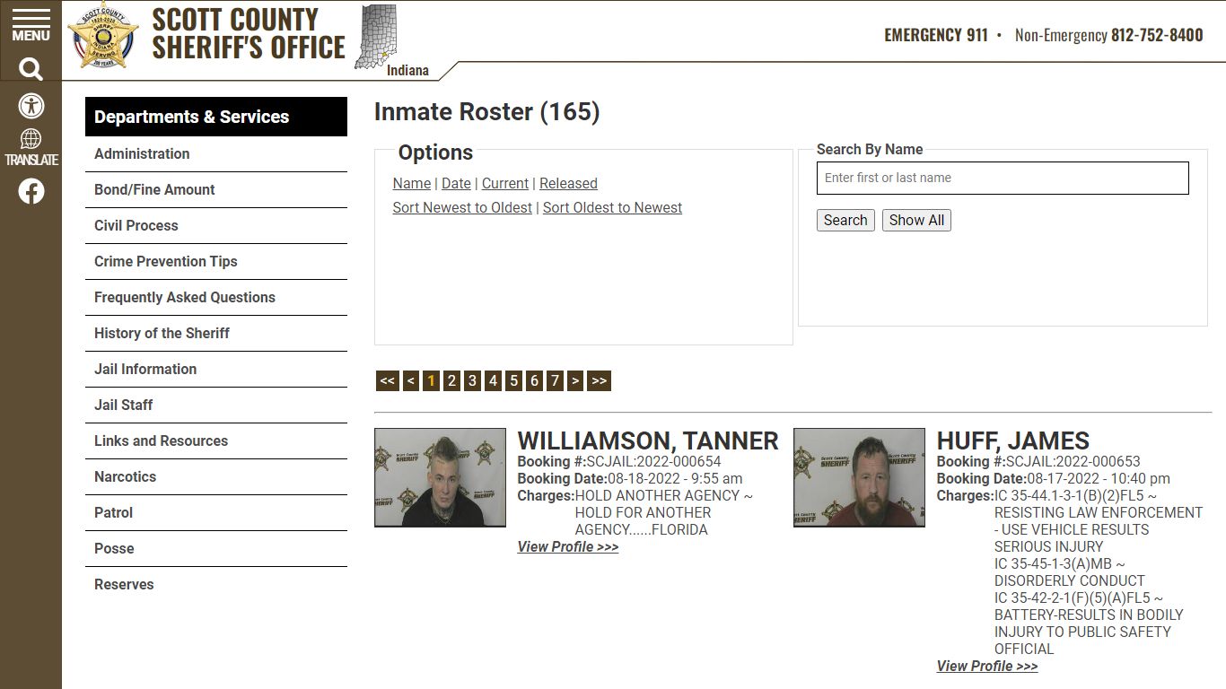 Inmate Roster (169) - Scott County Sheriff